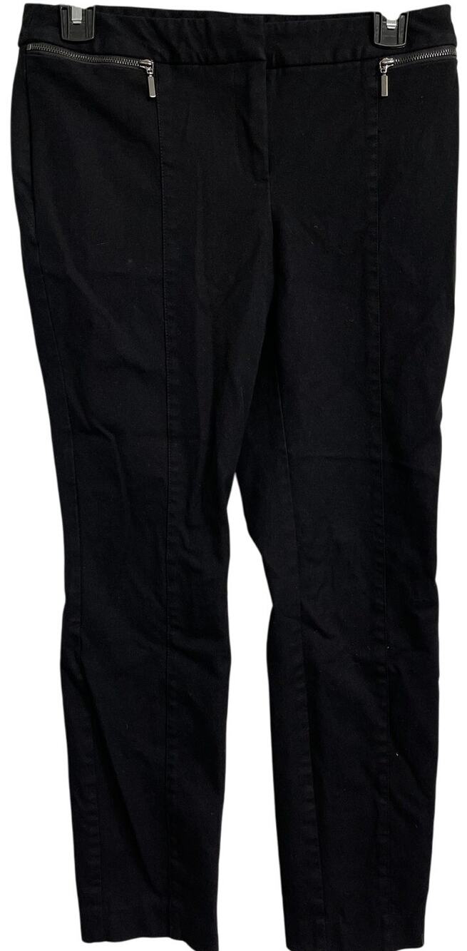 Alfani Pants 4 Petite Black Cotton Blend Zip Detail Chic Ankle Office Minimalist